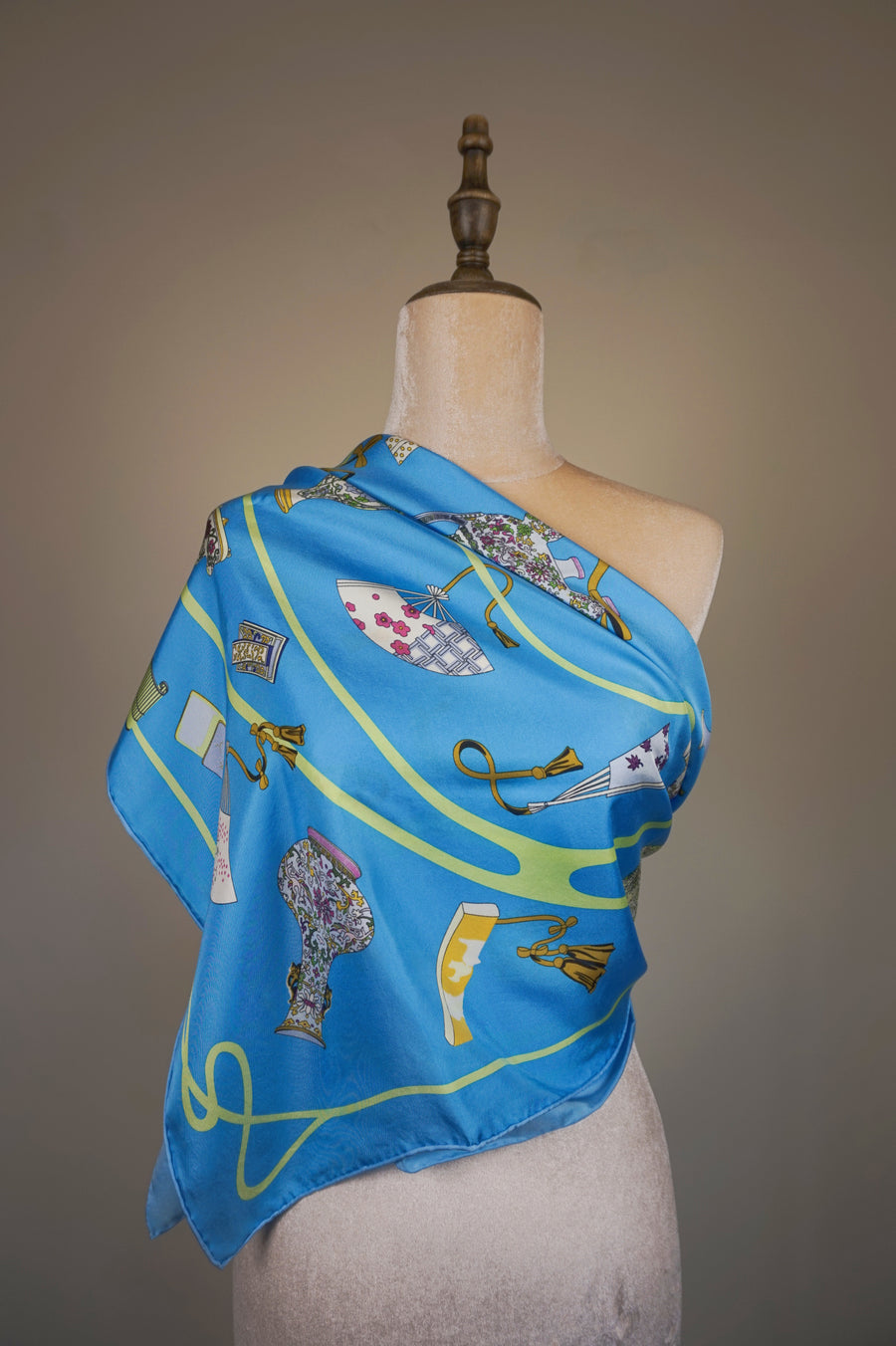 WSS-5802 Aqua Porcelain Silk Scarf