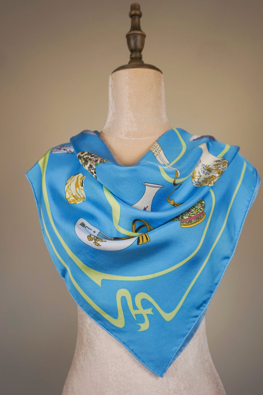 WSS-5802 Aqua Porcelain Silk Scarf
