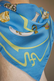 WSS-5802 Aqua Porcelain Silk Scarf