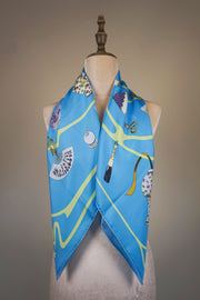 WSS-5802 Aqua Porcelain Silk Scarf