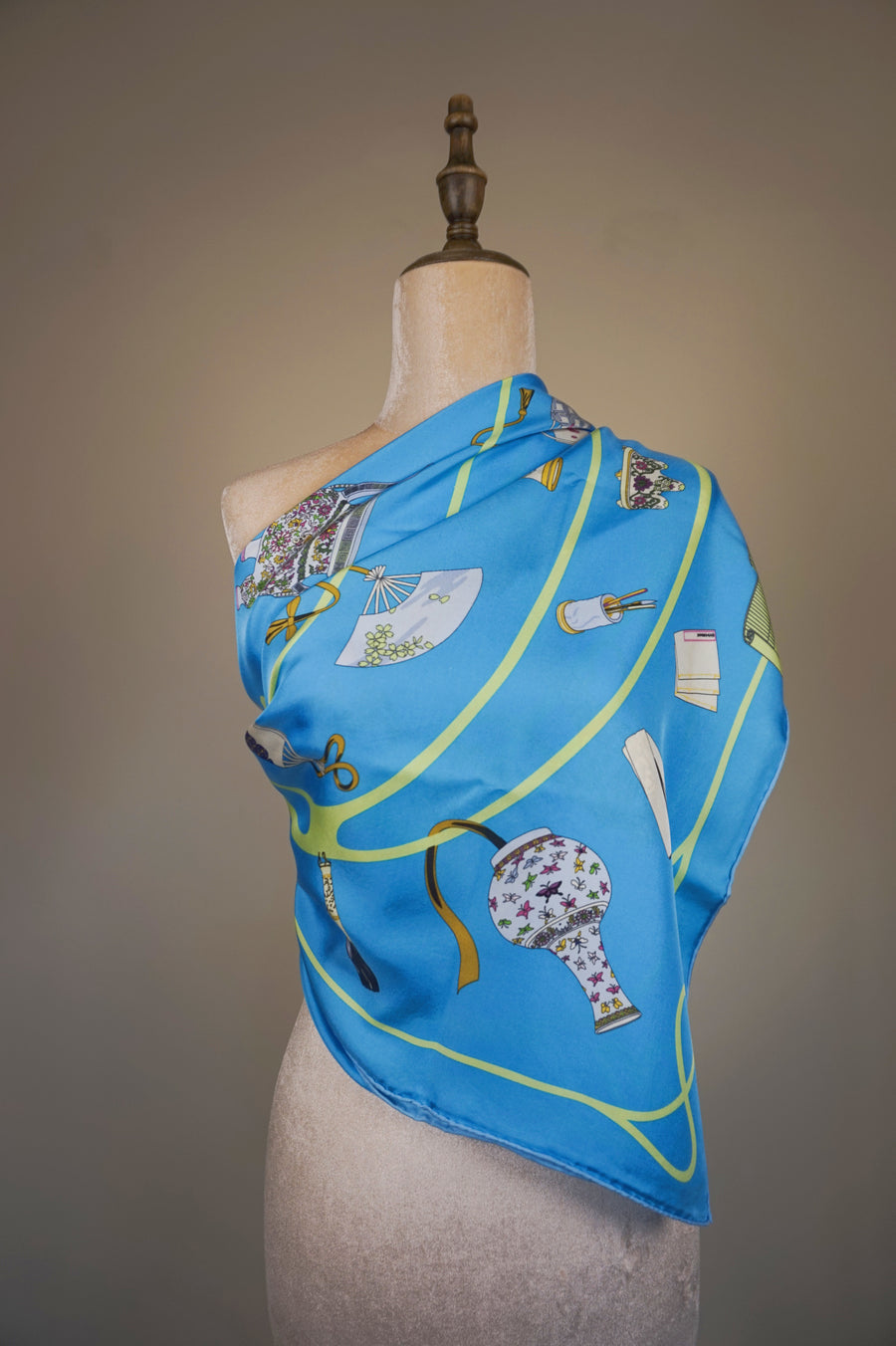 WSS-5802 Aqua Porcelain Silk Scarf