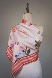 WSS-5804 Pink Impressionist Style Silk Scarf