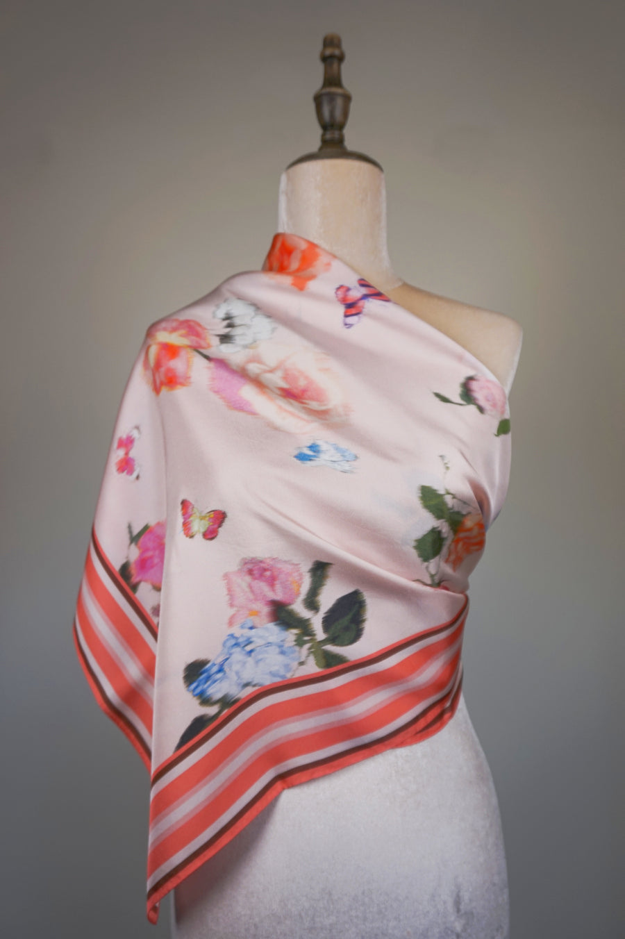 WSS-5804 Pink Impressionist Style Silk Scarf