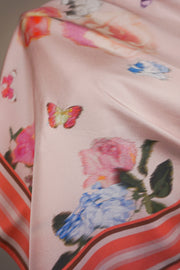 WSS-5804 Pink Impressionist Style Silk Scarf