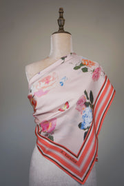 WSS-5804 Pink Impressionist Style Silk Scarf