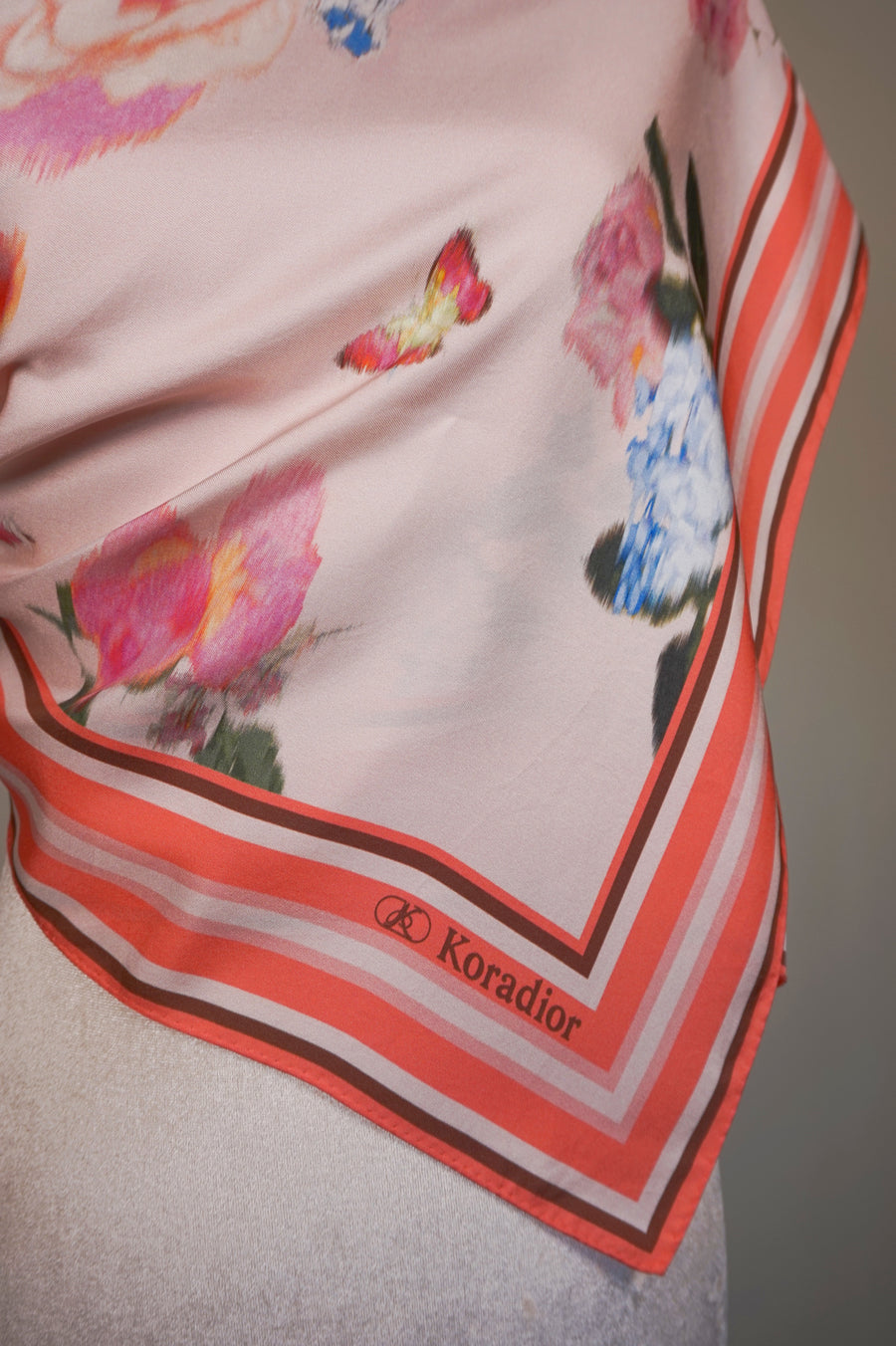 WSS-5804 Pink Impressionist Style Silk Scarf