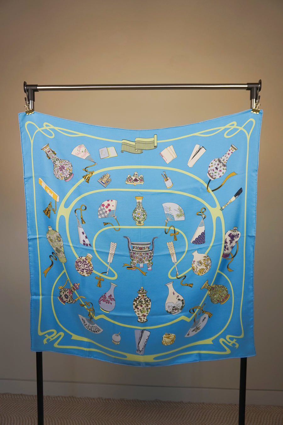 WSS-5802 Aqua Porcelain Silk Scarf