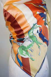 WSS-5807 Beige Horse Racing Silk Scarf