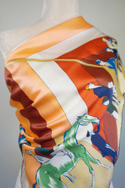 WSS-5807 Beige Horse Racing Silk Scarf