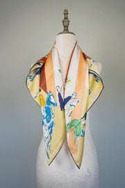 WSS-5807 Beige Horse Racing Silk Scarf