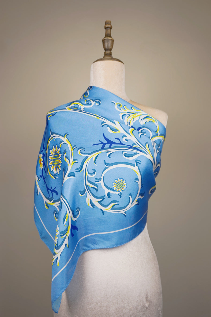 WSS-5809 Light Blue Elegant Style Silk Scarf