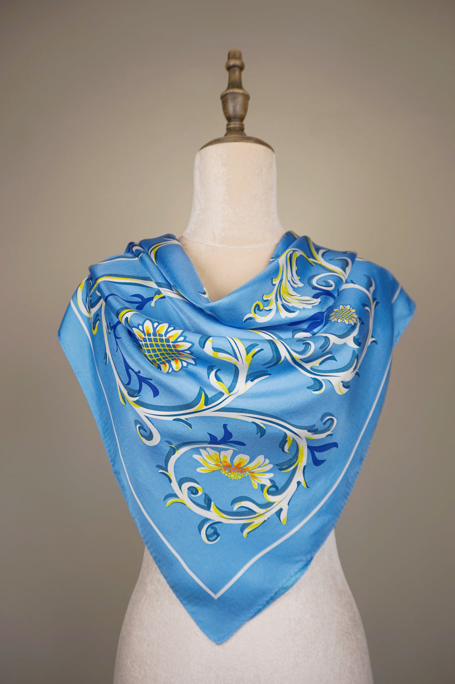 WSS-5809 Light Blue Elegant Style Silk Scarf