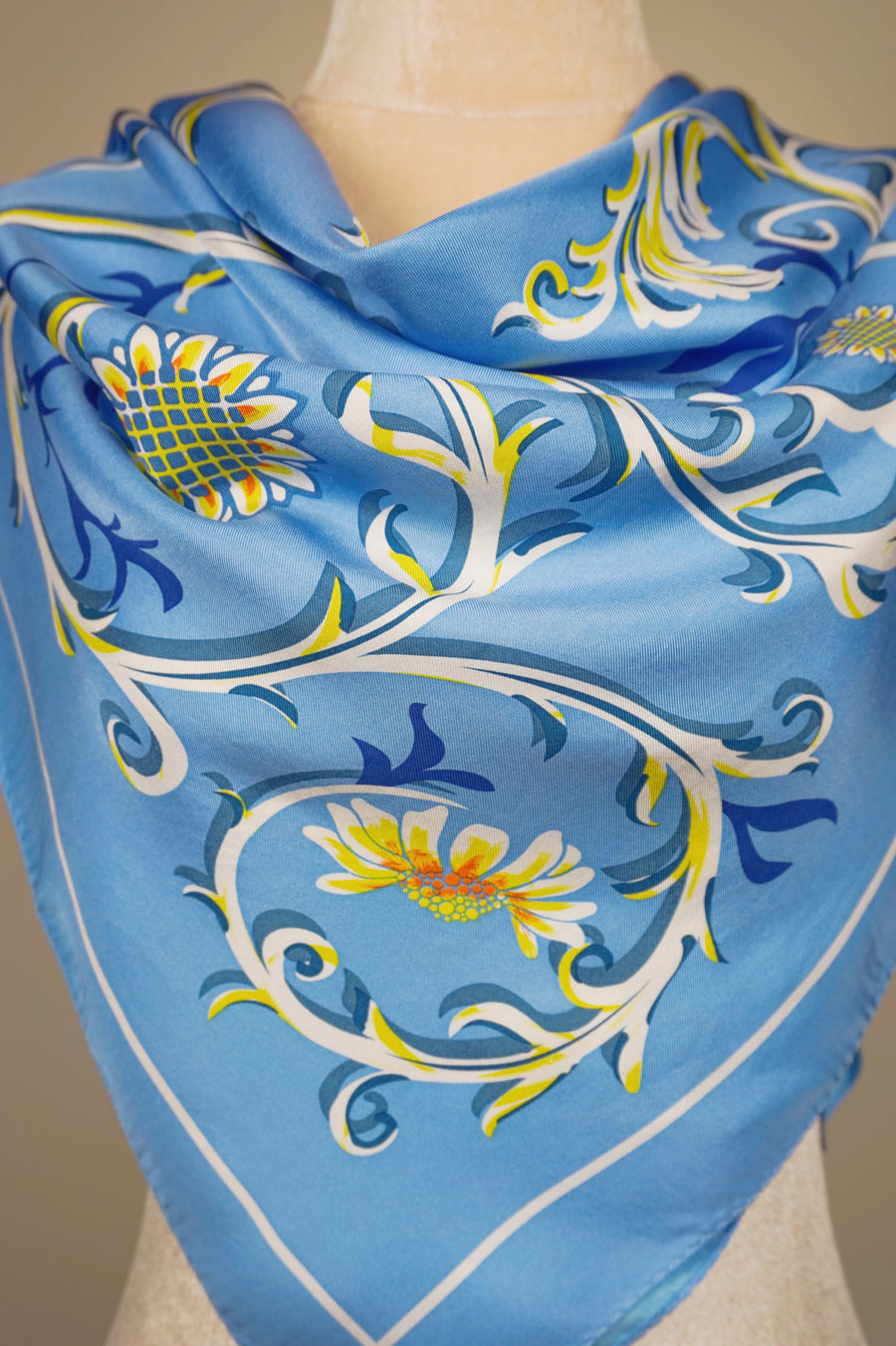 WSS-5809 Light Blue Elegant Style Silk Scarf