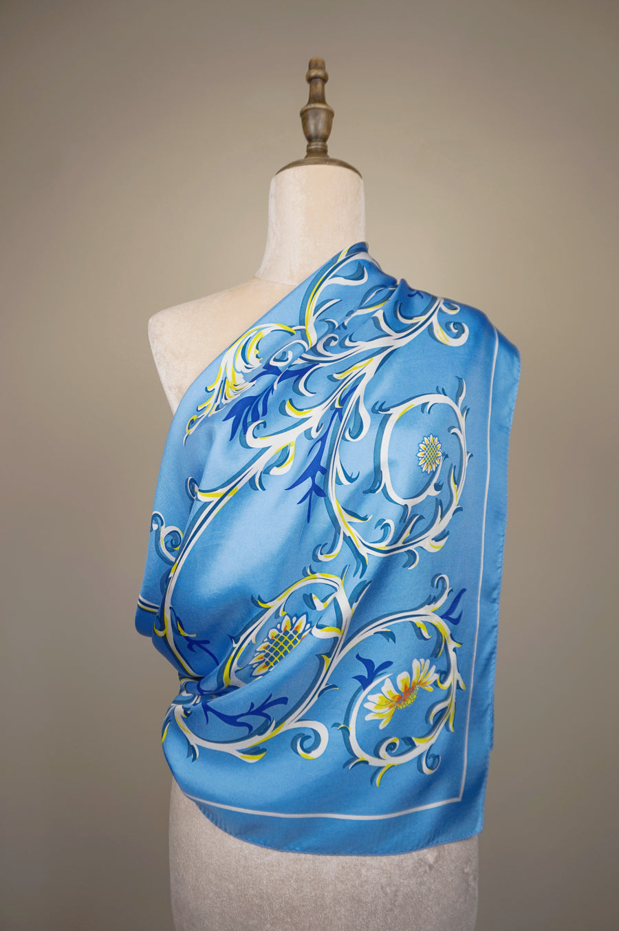 WSS-5809 Light Blue Elegant Style Silk Scarf