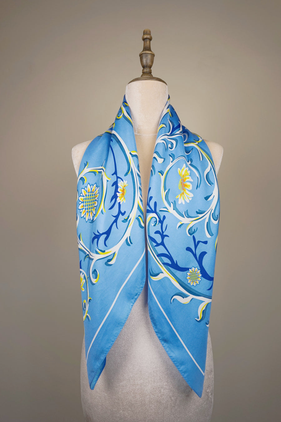 WSS-5809 Light Blue Elegant Style Silk Scarf