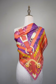 WSS-5810 Red Belts Luxury Style Silk Scarf ( little snagging problem )