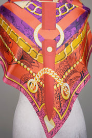 WSS-5810 Red Belts Luxury Style Silk Scarf ( little snagging problem )