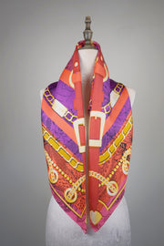 WSS-5810 Red Belts Luxury Style Silk Scarf ( little snagging problem )