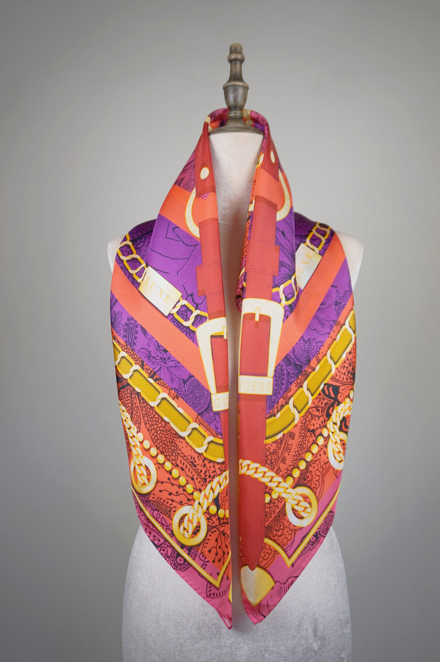 WSS-5810 Red Belts Luxury Style Silk Scarf ( little snagging problem )