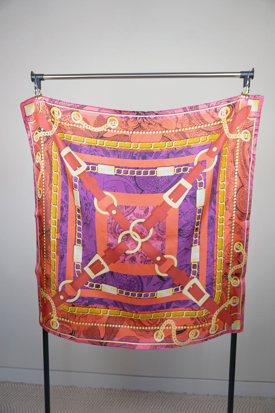 WSS-5810 Red Belts Luxury Style Silk Scarf ( little snagging problem )