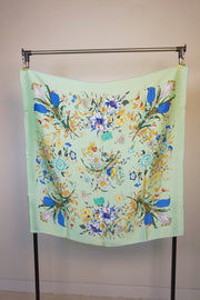 WSS-5808 Green Flower Garden Silk Scarf