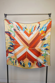 WSS-5807 Beige Horse Racing Silk Scarf