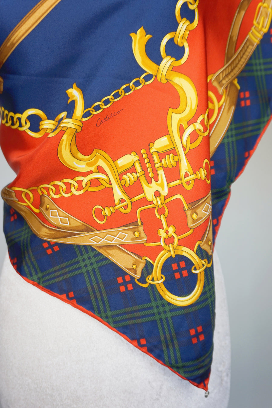WSS-5812 Red Chains Luxury Style Silk Scarf