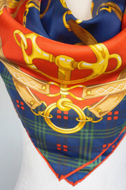 WSS-5812 Red Chains Luxury Style Silk Scarf