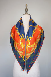 WSS-5812 Red Chains Luxury Style Silk Scarf