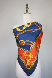 WSS-5812 Red Chains Luxury Style Silk Scarf