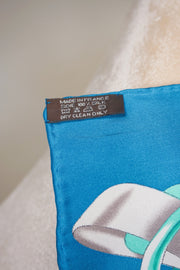 WSS-5814 Teal Stirrups Luxury Style Silk Scarf ( Queen's Favorite )