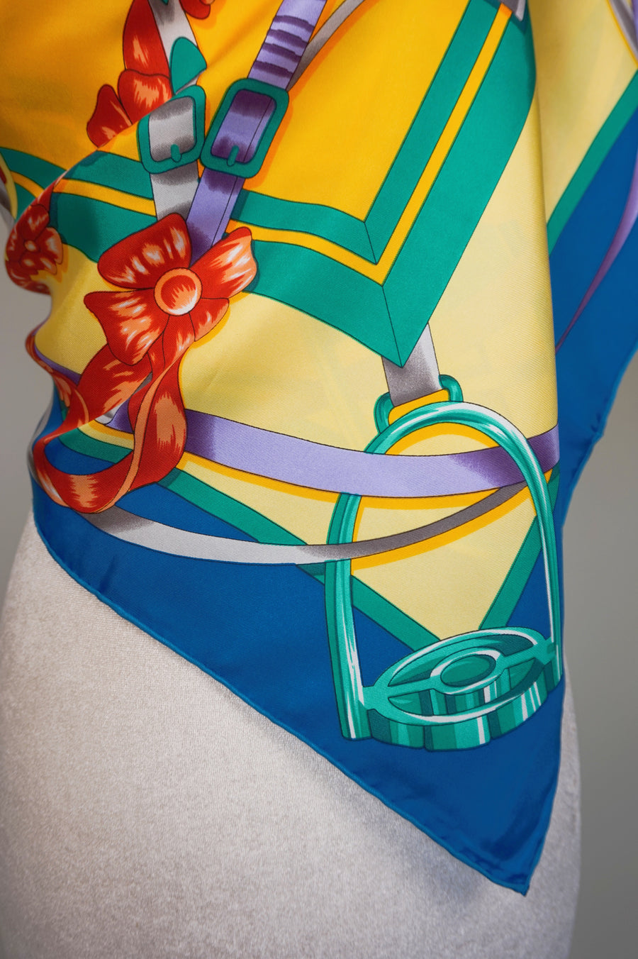 WSS-5814 Teal Stirrups Luxury Style Silk Scarf ( Queen's Favorite )