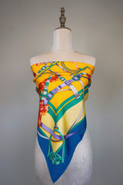 WSS-5814 Teal Stirrups Luxury Style Silk Scarf ( Queen's Favorite )