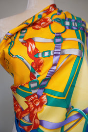 WSS-5814 Teal Stirrups Luxury Style Silk Scarf ( Queen's Favorite )