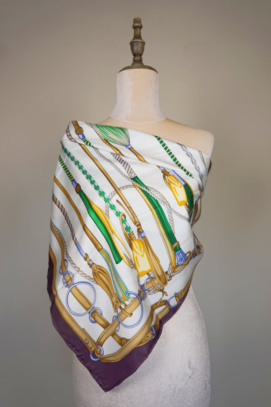 WSS-5816 Purple Tassels Luxury Style Silk Scarf