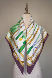 WSS-5816 Purple Tassels Luxury Style Silk Scarf