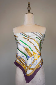 WSS-5816 Purple Tassels Luxury Style Silk Scarf