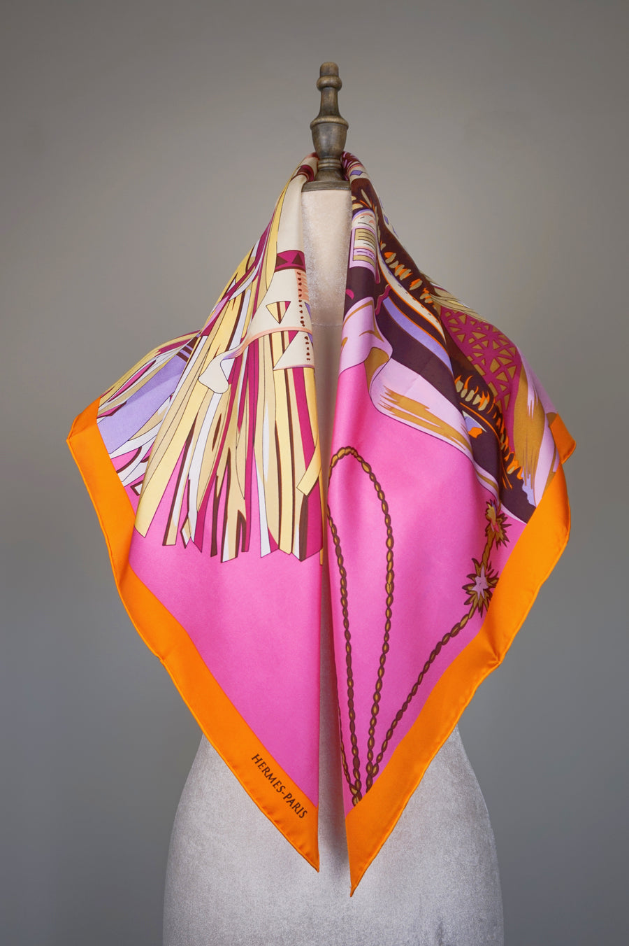 WSS-5817 Pink & Orange Luxury Style Silk Scarf