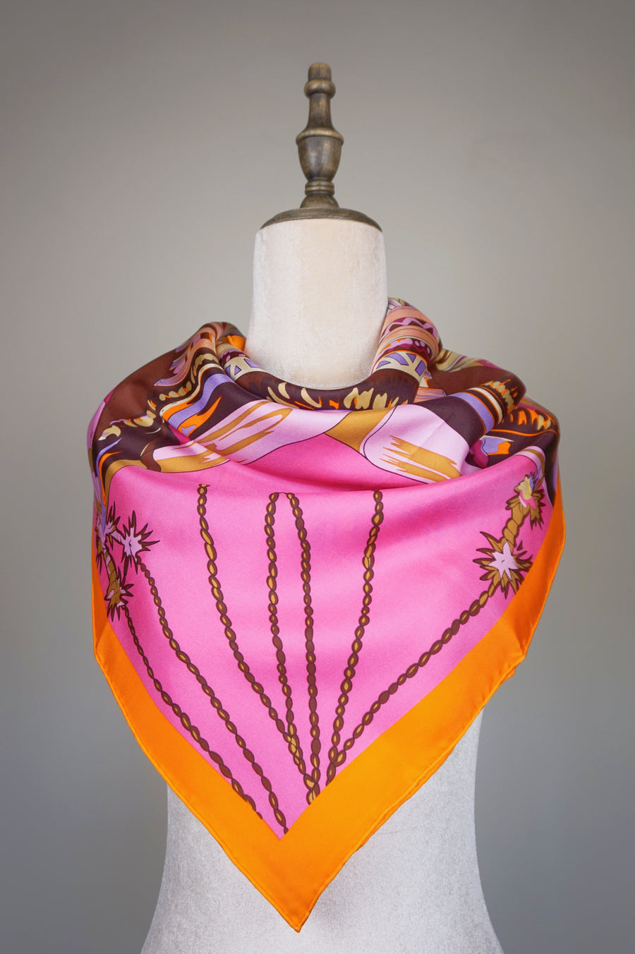 WSS-5817 Pink & Orange Luxury Style Silk Scarf