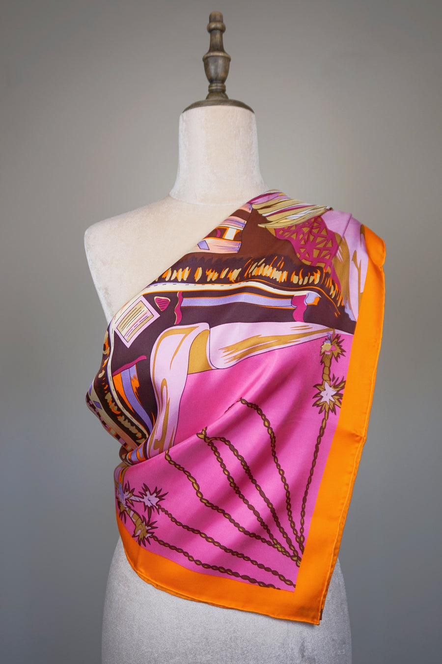 WSS-5817 Pink & Orange Luxury Style Silk Scarf