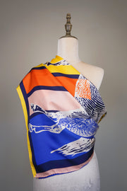 WSS-5818 Two Horses Luxury Style Silk Scarf