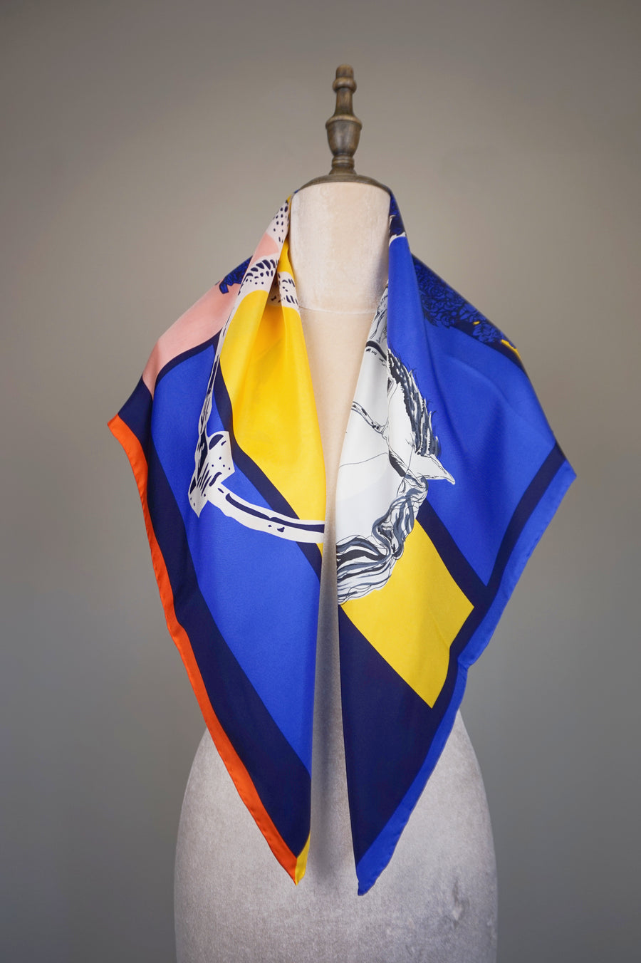 WSS-5818 Two Horses Luxury Style Silk Scarf