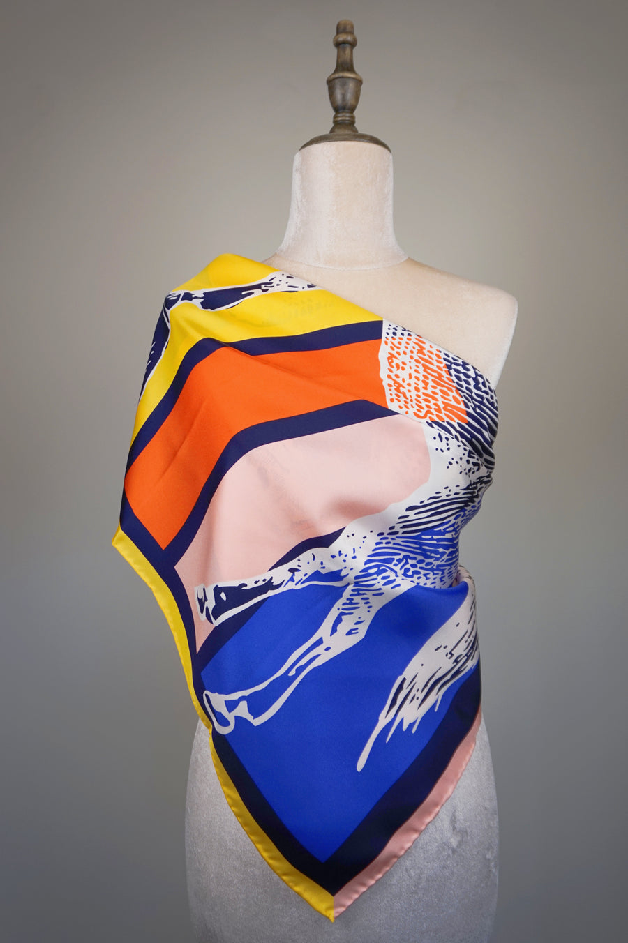 WSS-5818 Two Horses Luxury Style Silk Scarf