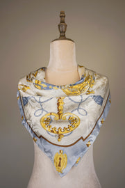 WSS-5819 White Secret Keys Luxury Style Silk Scarf
