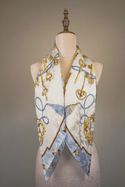 WSS-5819 White Secret Keys Luxury Style Silk Scarf