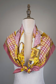 WSS-5820 Plum Leopard Print Luxury Style Silk Scarf