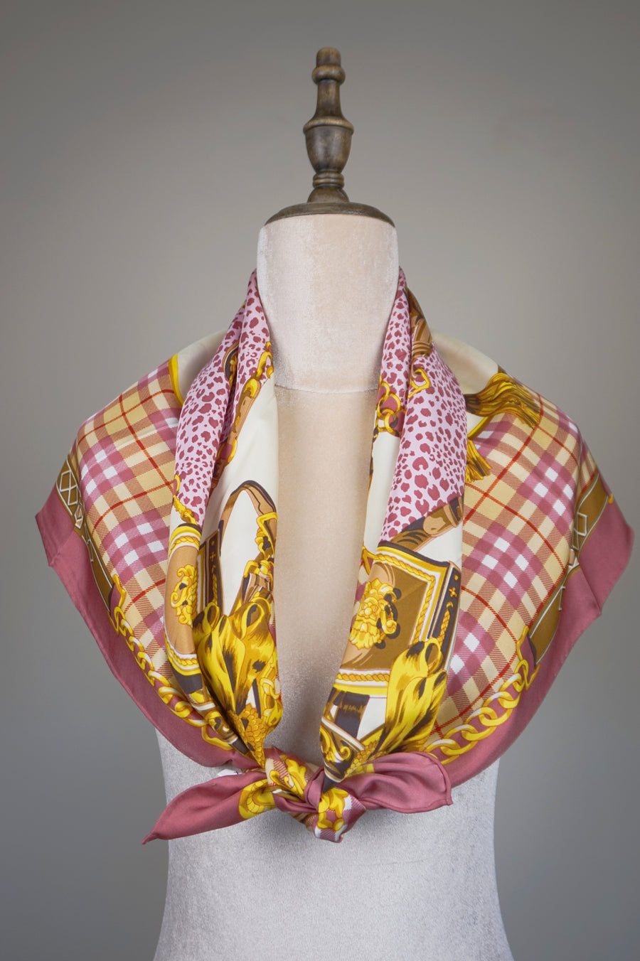 WSS-5820 Plum Leopard Print Luxury Style Silk Scarf