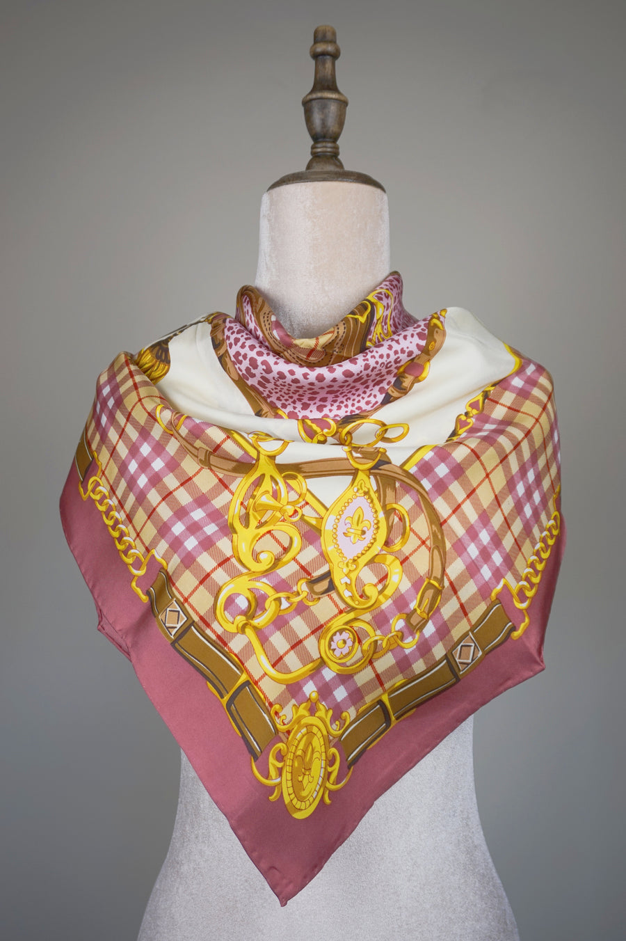 WSS-5820 Plum Leopard Print Luxury Style Silk Scarf