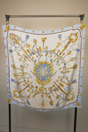 WSS-5819 White Secret Keys Luxury Style Silk Scarf