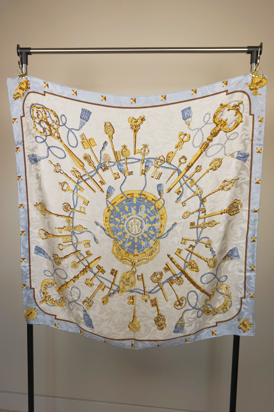 WSS-5819 White Secret Keys Luxury Style Silk Scarf